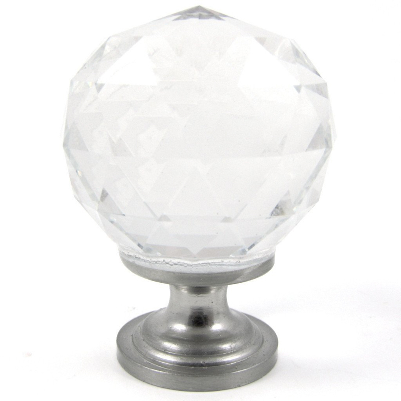 Clear Crystal & Satin Nickel 1-1/4" Cabinet Knob